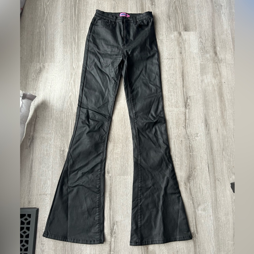 Edikted black leather pants a size small boot cut